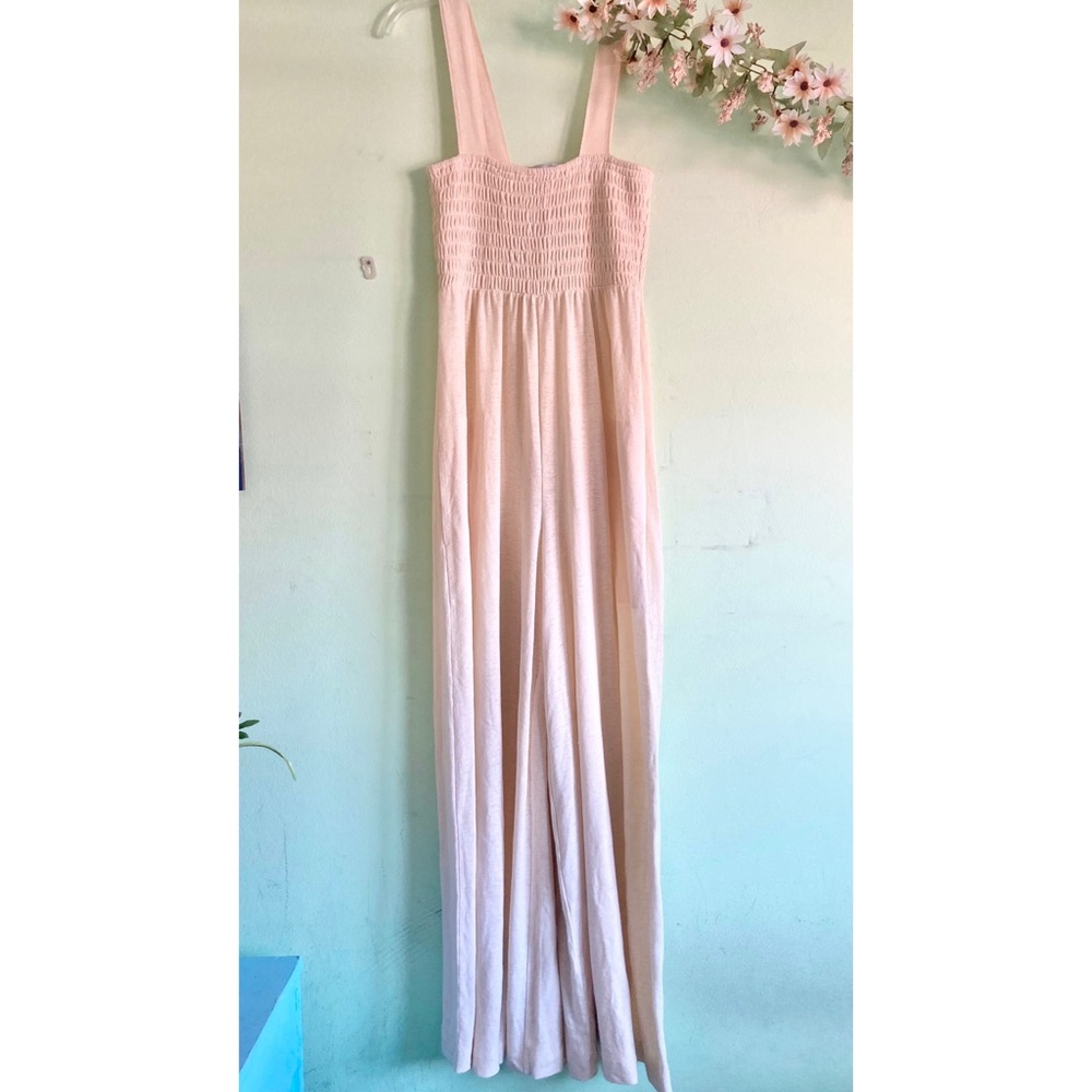 Free People Homecoming Jumper Sunbath Ivory Cream NWOT Smocked Jumpsuit - Picture 4 of 8